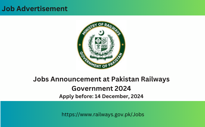 Jobs Announcement at Pakistan Railways Government 2024